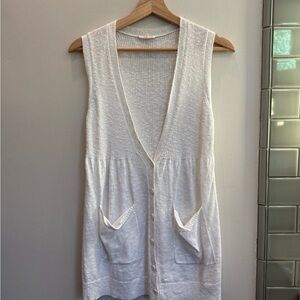 Linen/Cotton Long Botton-Down Vest